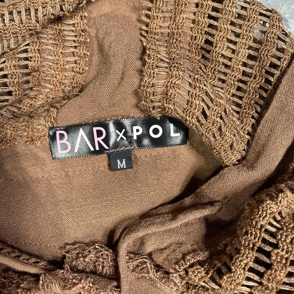 Bar x Pol Hoodie Jacket Medium Raw Hem Edge Open Knit Crochet Boho Mesh Festival - Picture 6 of 9